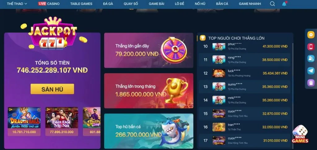 Đa dạng trò chơi cá cược tại 100win